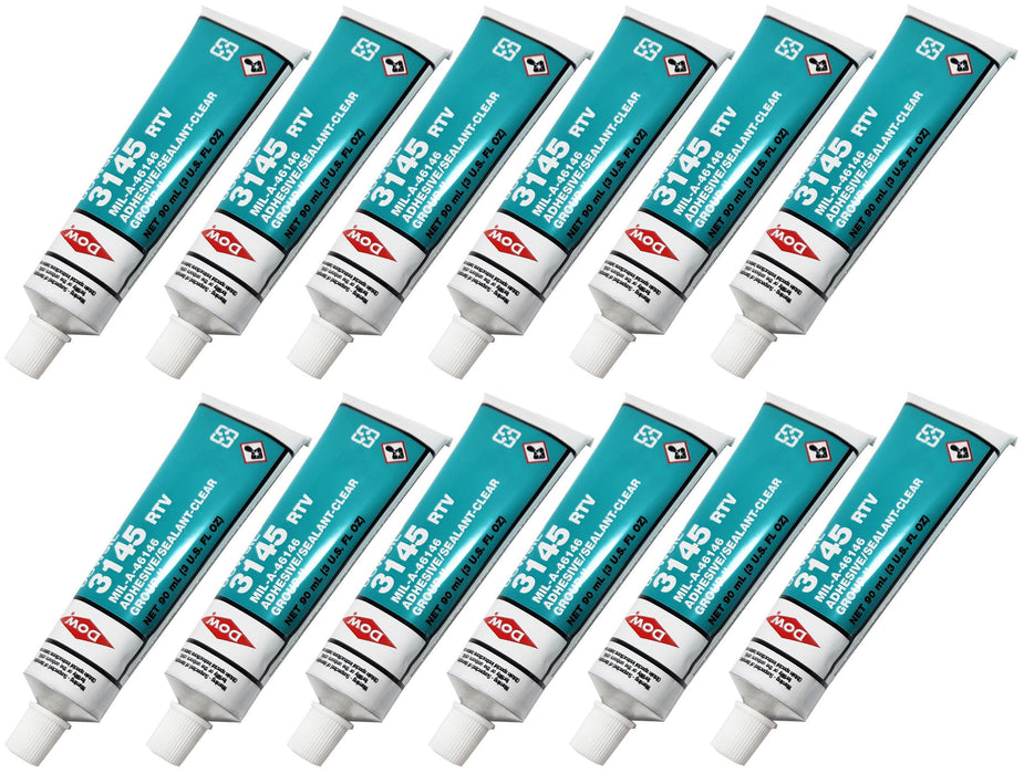 x12 Pack - Dow DOWSIL (FORMERLY DOW CORNING) 3145 RTV Mil-A-46146 Adhesive / Silicone Sealant 90ml (3 Oz)