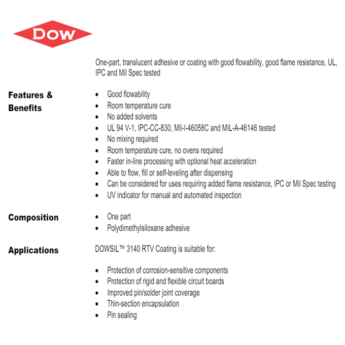 x40 Pack - DOW DOWSIL 3140 RTV Adhesive Silicone Sealant 100ml CLEAR