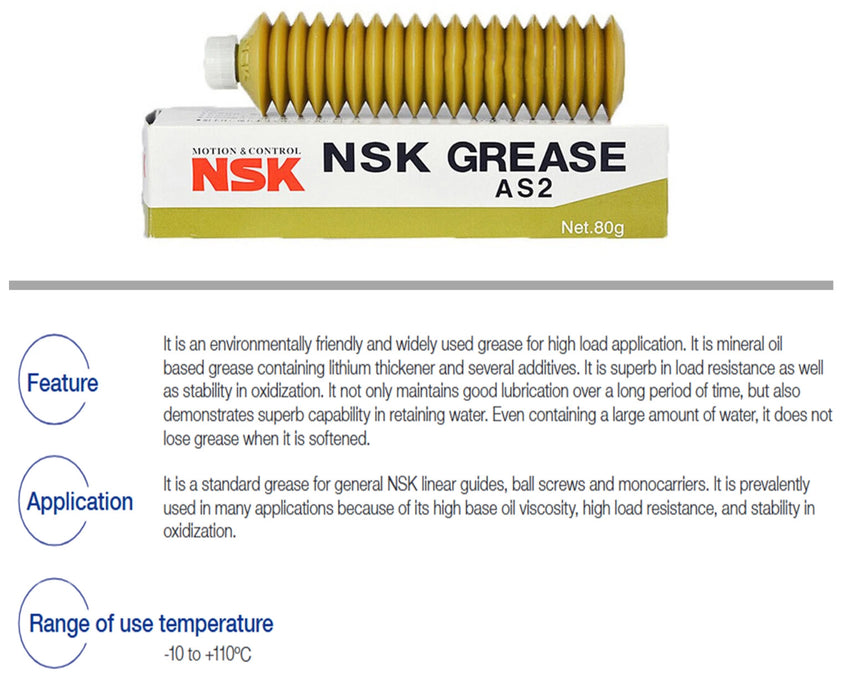NSK AS2 Grease 80g Synthetic Grease for Precision Bearings and Machinery